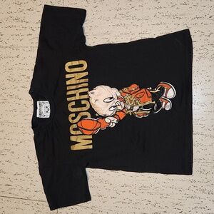 Moschino Couture Big Spellout Logo Porky Pig Embroidered T Shirt